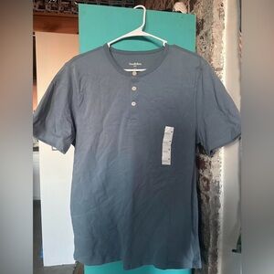 Men's Blue Goodfellow Henley T-Shirt